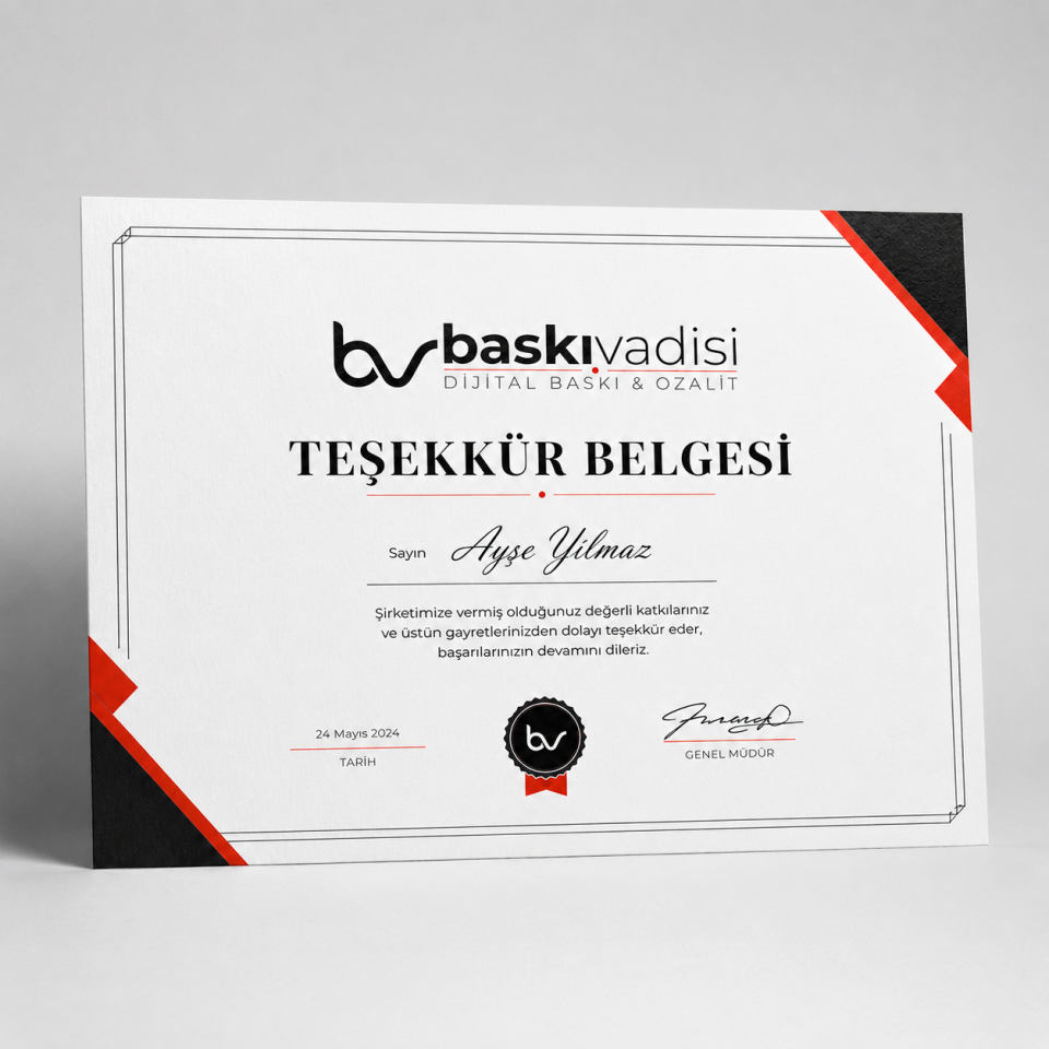 Teşekkür Belgesi