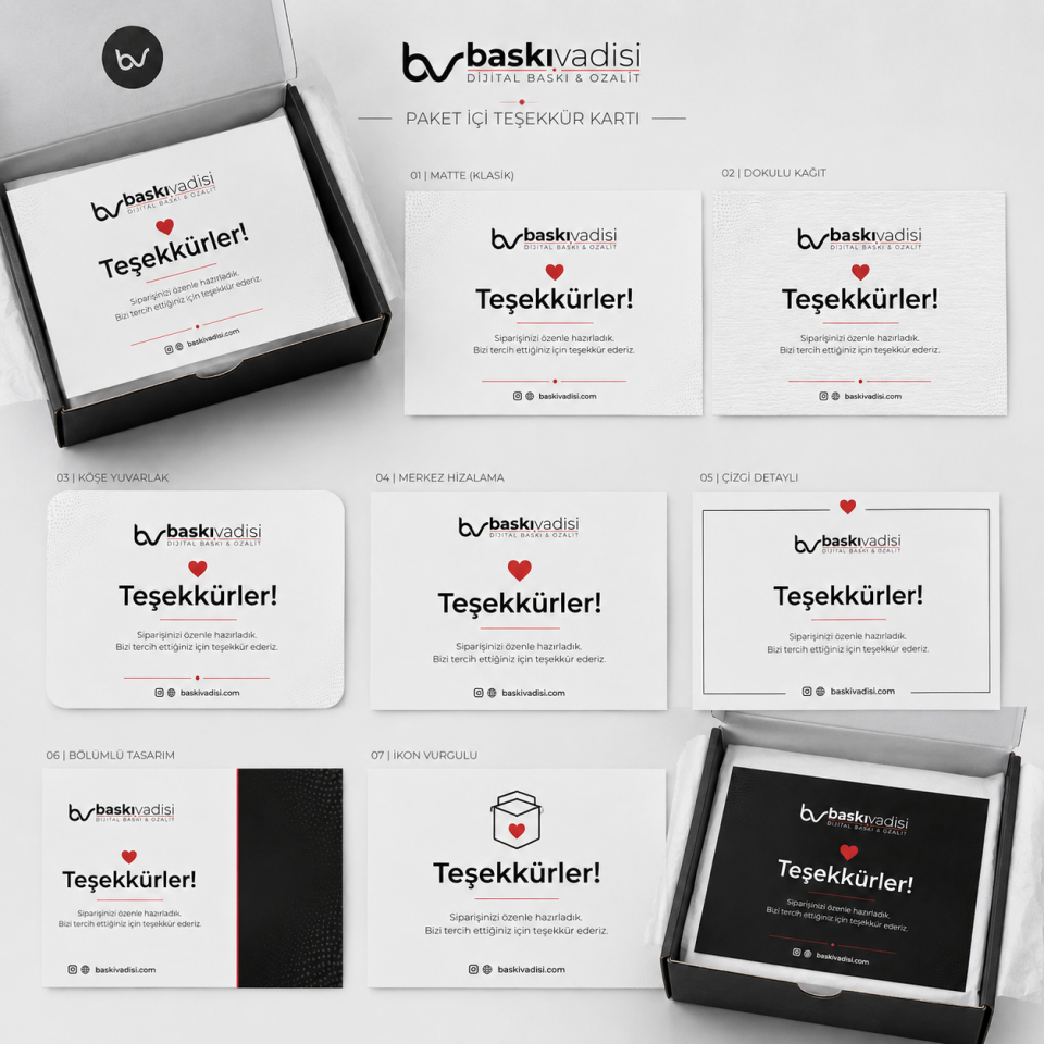 Paket İçi Teşekkür Kartı